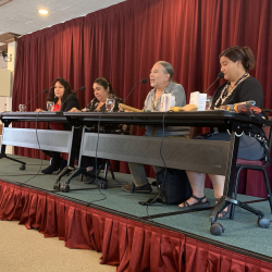 Panelists giving a Red Tawks workshop on Land Acknowledgement, October 9, 2019